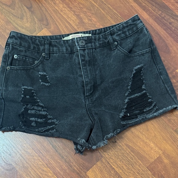 Pants - Highway Jeans Distressed Black Denim Shorts Size 9